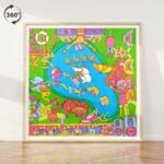 Healing art in an surrealistic pool party: LET IT BE, colorful art print