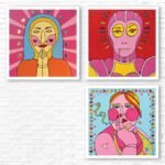 3 piece wall art: PRETTY & Q, & SIS, bold feminist pop art prints